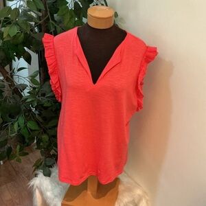 Notations Woman eyelet ruffle trim v neck blouse Woman’s size 1X